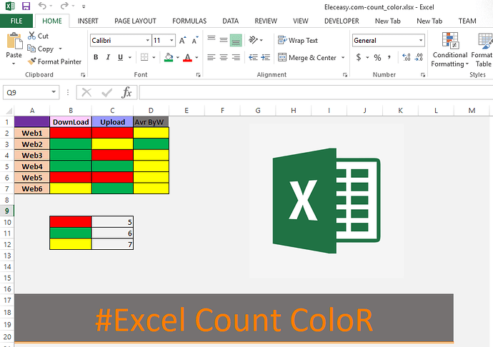 สูตรนับสี Excel Count Color