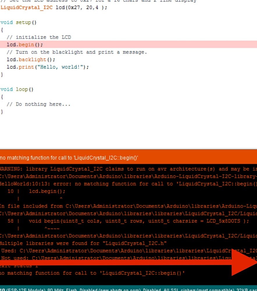 No Matching Function For Call To Liquidcrystal I C Begin Eleceasy