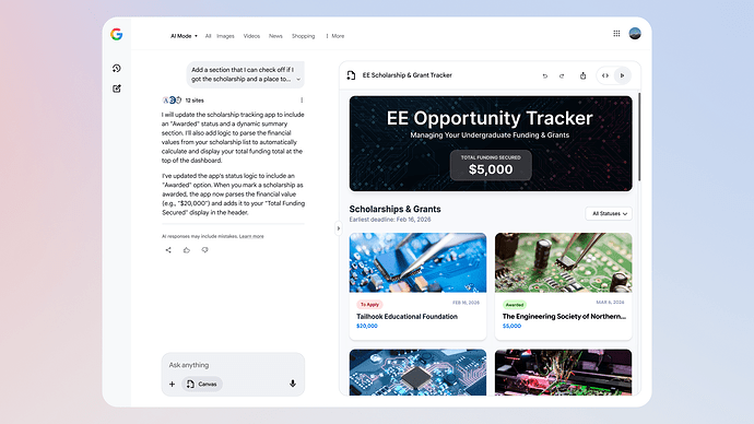 Google เปิดตัว 'Canvas' ใน Search โหมด AI สู่ผู้ใช้สหรัฐฯ ทั่วไป! เสริมพลังสร้างสรรค์และเขียนโค้ด