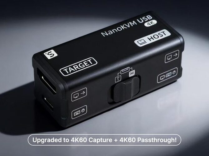 Sipeed อัปเกรด NanoKVM-USB รองรับจับภาพ 4K 60 FPS พร้อม HDMI Loop Output สำหรับควบคุม PC ระยะไกล
