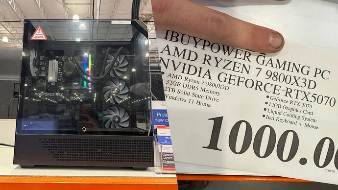 ผู้ใช้ Reddit เฮ! คว้า PC เกมมิ่งสเปกเทพ (Ryzen 9800X3D, RTX 5070) เพียง 1,000 ดอลลาร์ที่ Costco